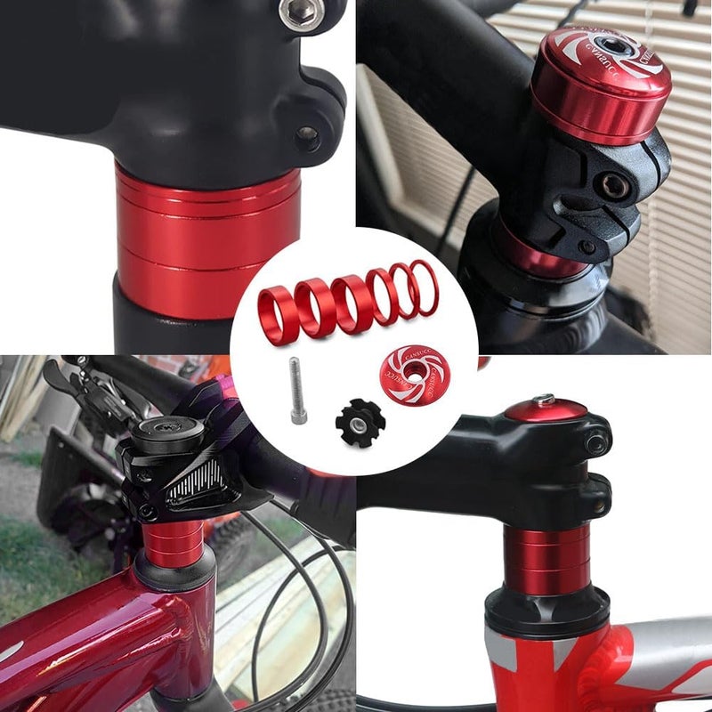 SeonFook 9Pcs Bike Headset Spacer Set, Aluminium Alloy Bicycle Headset Spacer Set Bicycle Front Fork Stem Spacers Kit for MTB BMX Mountain Road Bikes Cycling (1-1/8 inch/28.6mm) - Image 5